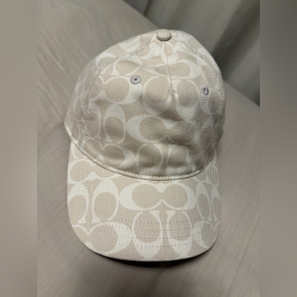 Coach Light Beige Monogram Hat